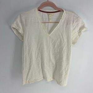 Matilda Jane Clothing Women's White V Neck 100% Cotton T-Shirt Size Large
